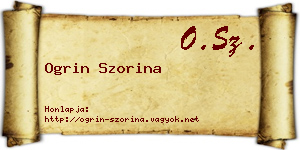 Ogrin Szorina névjegykártya